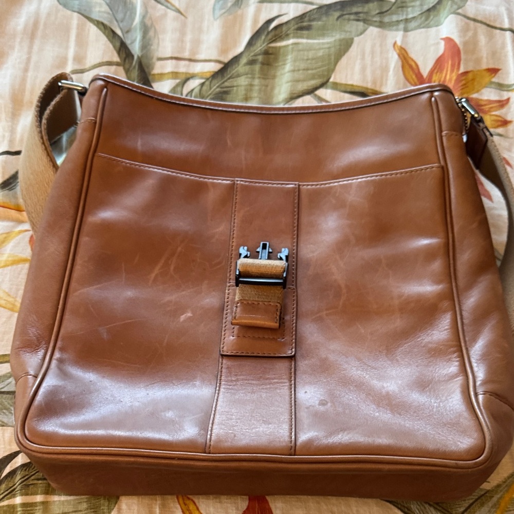 Coach Tan Leather Messenger Bag